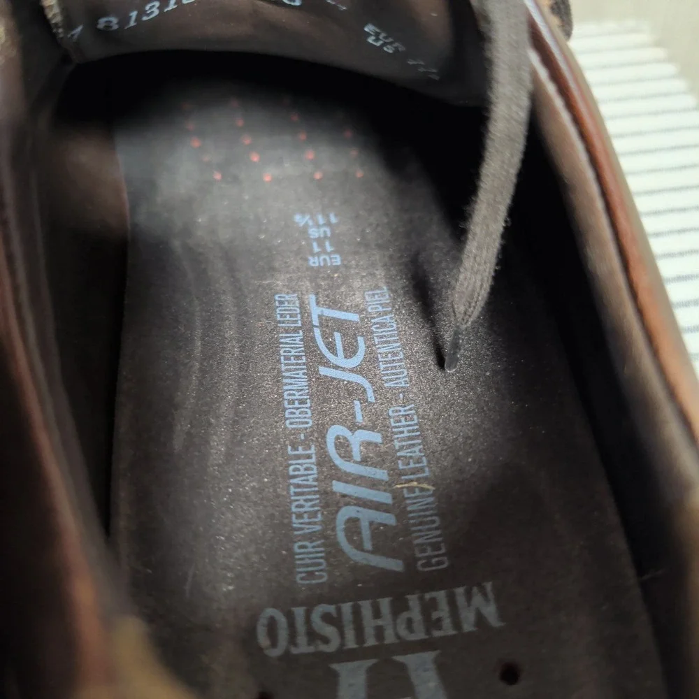 Mephisto Douk Hydro Protect Oxfords US Mens 11.5 Brown Leather Moc Toe Air-Jet